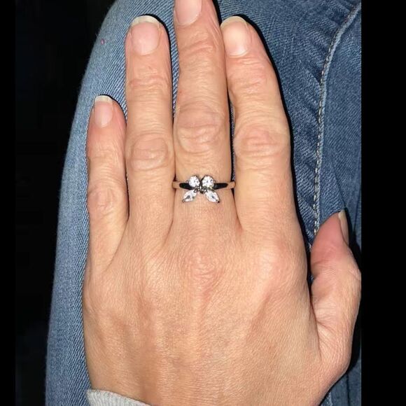 🦋💍Sterling Silver 1.2TCW Marquis and Brilliant Cut Butterfly Cz Diamond Rin… - Picture 6 of 17